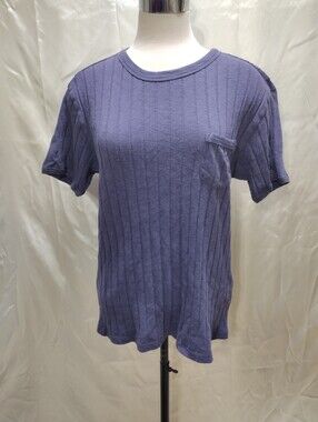 Buck Mason Mens Ribbed 100% Cotton Pocket Top Medium Blue